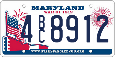 MD license plate 4BC8912