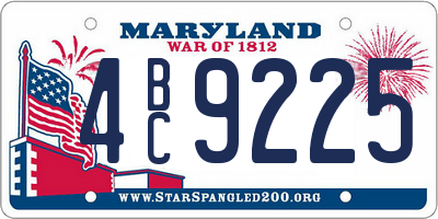 MD license plate 4BC9225