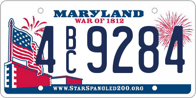 MD license plate 4BC9284