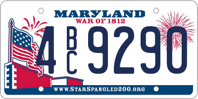 MD license plate 4BC9290