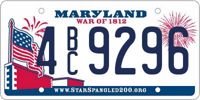 MD license plate 4BC9296