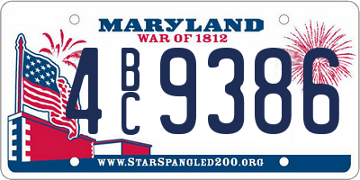 MD license plate 4BC9386