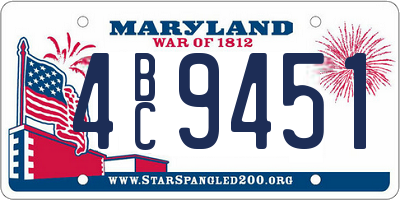 MD license plate 4BC9451