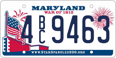 MD license plate 4BC9463