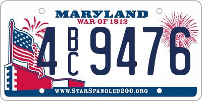 MD license plate 4BC9476