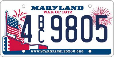 MD license plate 4BC9805