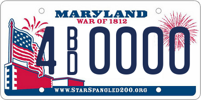 MD license plate 4BD0000