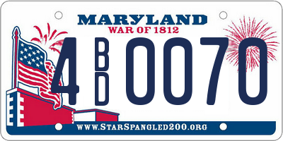 MD license plate 4BD0070