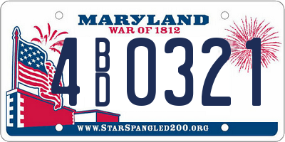 MD license plate 4BD0321