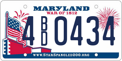 MD license plate 4BD0434
