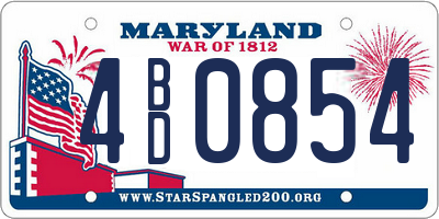 MD license plate 4BD0854