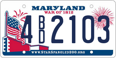 MD license plate 4BD2103