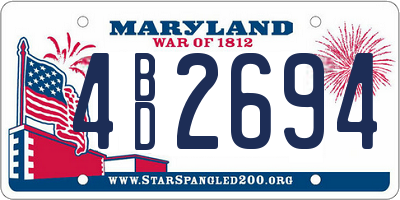 MD license plate 4BD2694