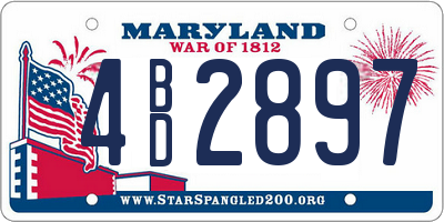 MD license plate 4BD2897
