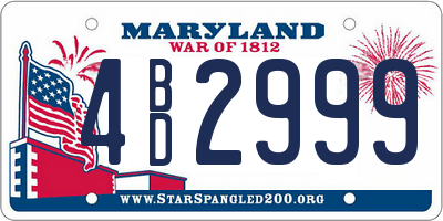 MD license plate 4BD2999