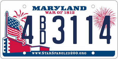 MD license plate 4BD3114