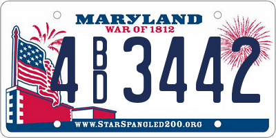 MD license plate 4BD3442