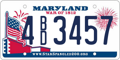 MD license plate 4BD3457