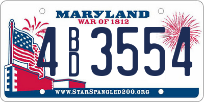 MD license plate 4BD3554