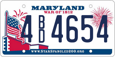MD license plate 4BD4654