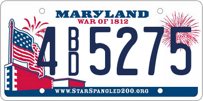MD license plate 4BD5275