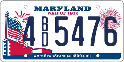 MD license plate 4BD5476