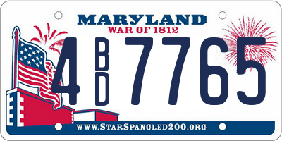 MD license plate 4BD7765