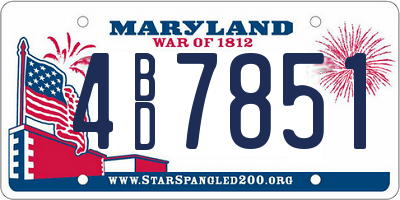 MD license plate 4BD7851