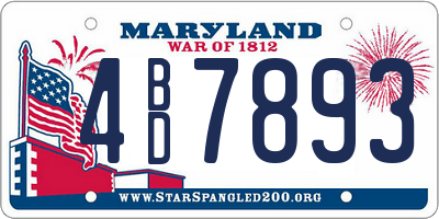 MD license plate 4BD7893