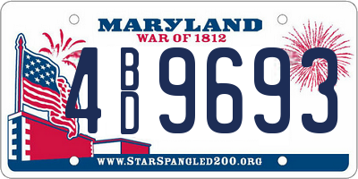 MD license plate 4BD9693