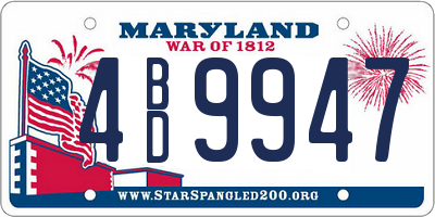 MD license plate 4BD9947