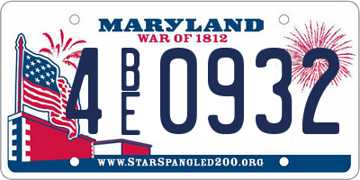 MD license plate 4BE0932