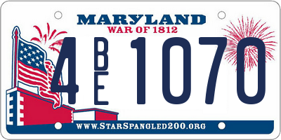 MD license plate 4BE1070