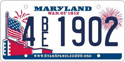 MD license plate 4BE1902