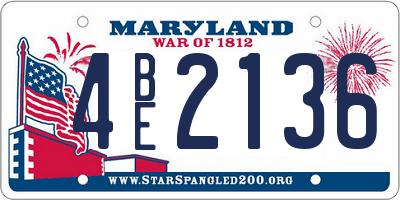 MD license plate 4BE2136