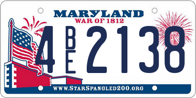 MD license plate 4BE2138