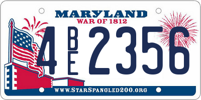 MD license plate 4BE2356