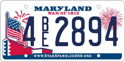 MD license plate 4BE2894