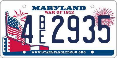 MD license plate 4BE2935