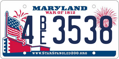 MD license plate 4BE3538