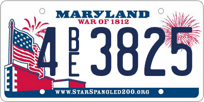 MD license plate 4BE3825