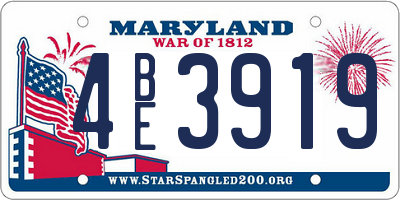MD license plate 4BE3919