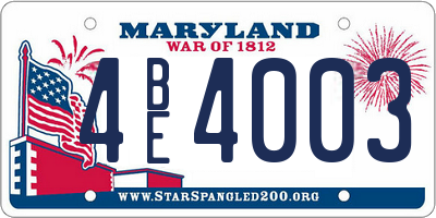 MD license plate 4BE4003