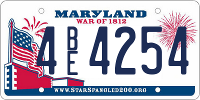 MD license plate 4BE4254