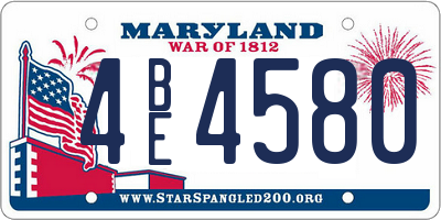 MD license plate 4BE4580