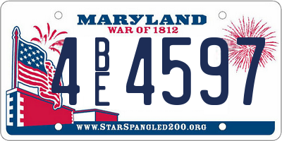 MD license plate 4BE4597