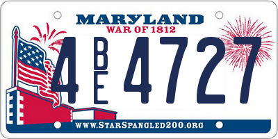 MD license plate 4BE4727
