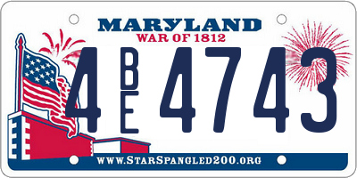 MD license plate 4BE4743