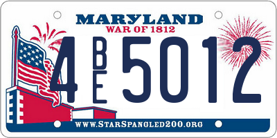 MD license plate 4BE5012