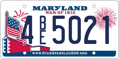 MD license plate 4BE5021
